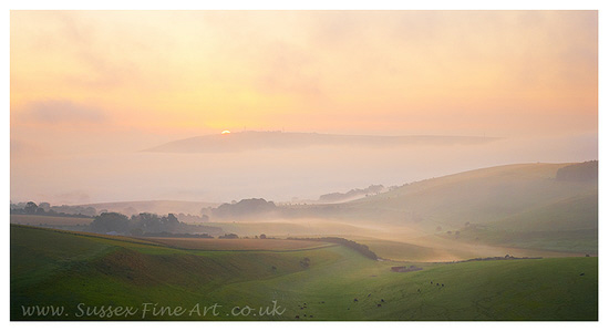 Steyning Bowl at Sunrise within the South Downs National Park